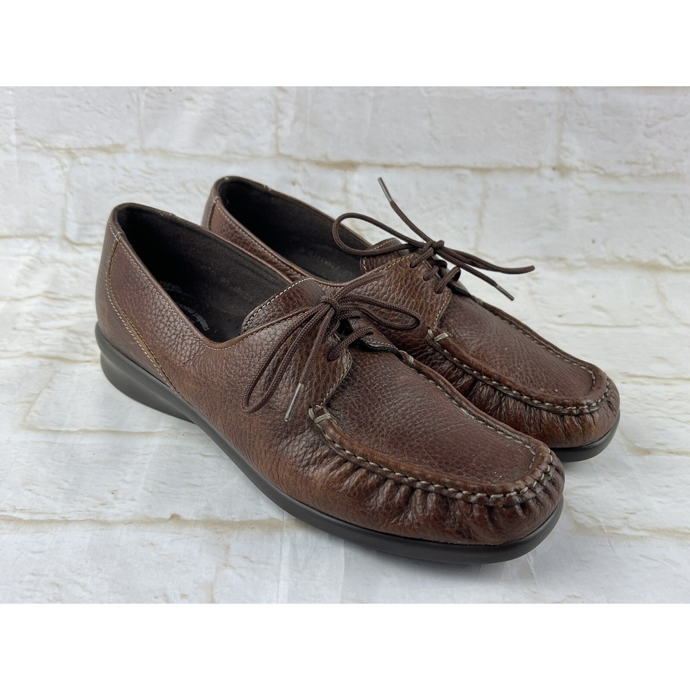 SAS Walking Shoes Comfort Women's Size 8.5 M Brown Pebbled Leather Made in USA